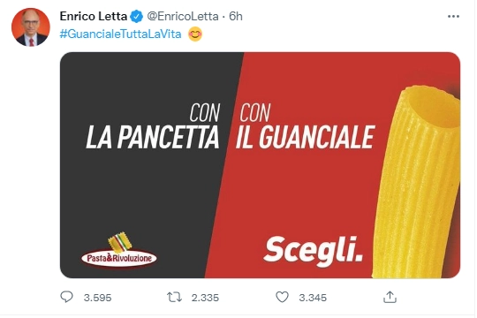 Il tweet di Enrico Letta