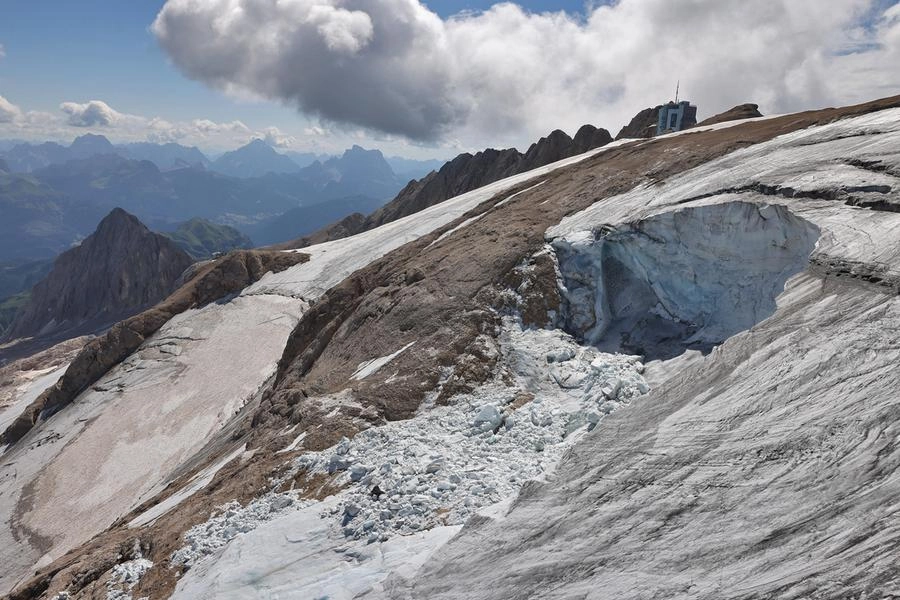 Marmolada, l'area del crollo del 3 luglio