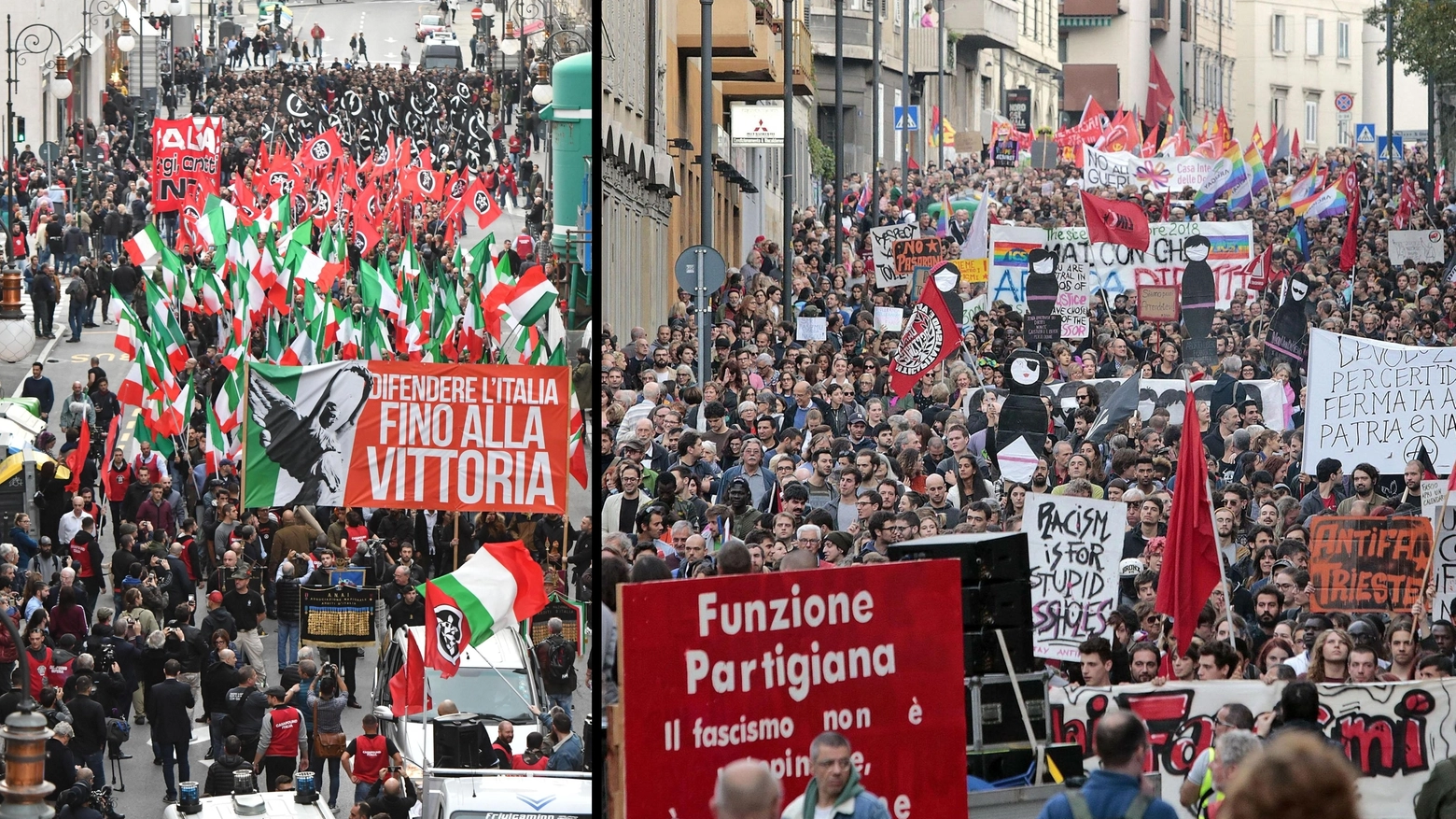 Trieste, i due cortei contrapposti: CasaPound e antifascisti