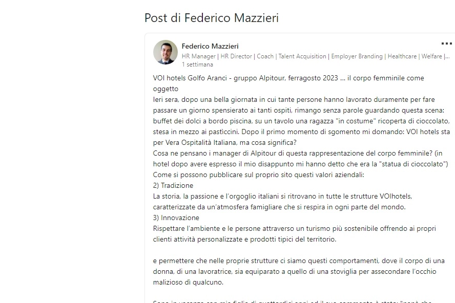 La protesta del manager milanese su Linkedin