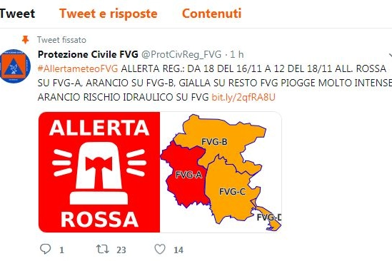 Allerta rossa in Friuli Venezia Giulia