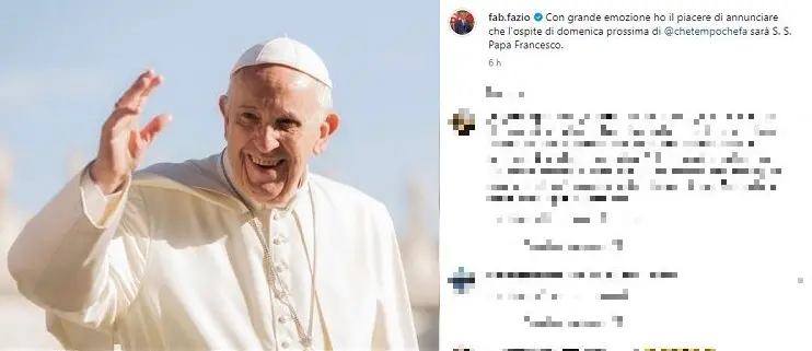 Papa Francesco ospite di Fabio Fazio a Che tempo che fa