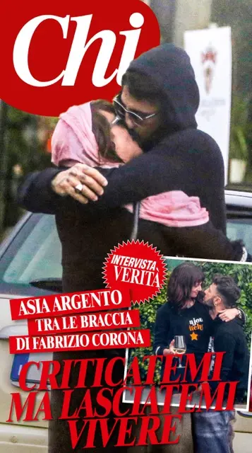 Asia Argento bacia Fabrizio Corona. "Lasciatemi sognare in pace"