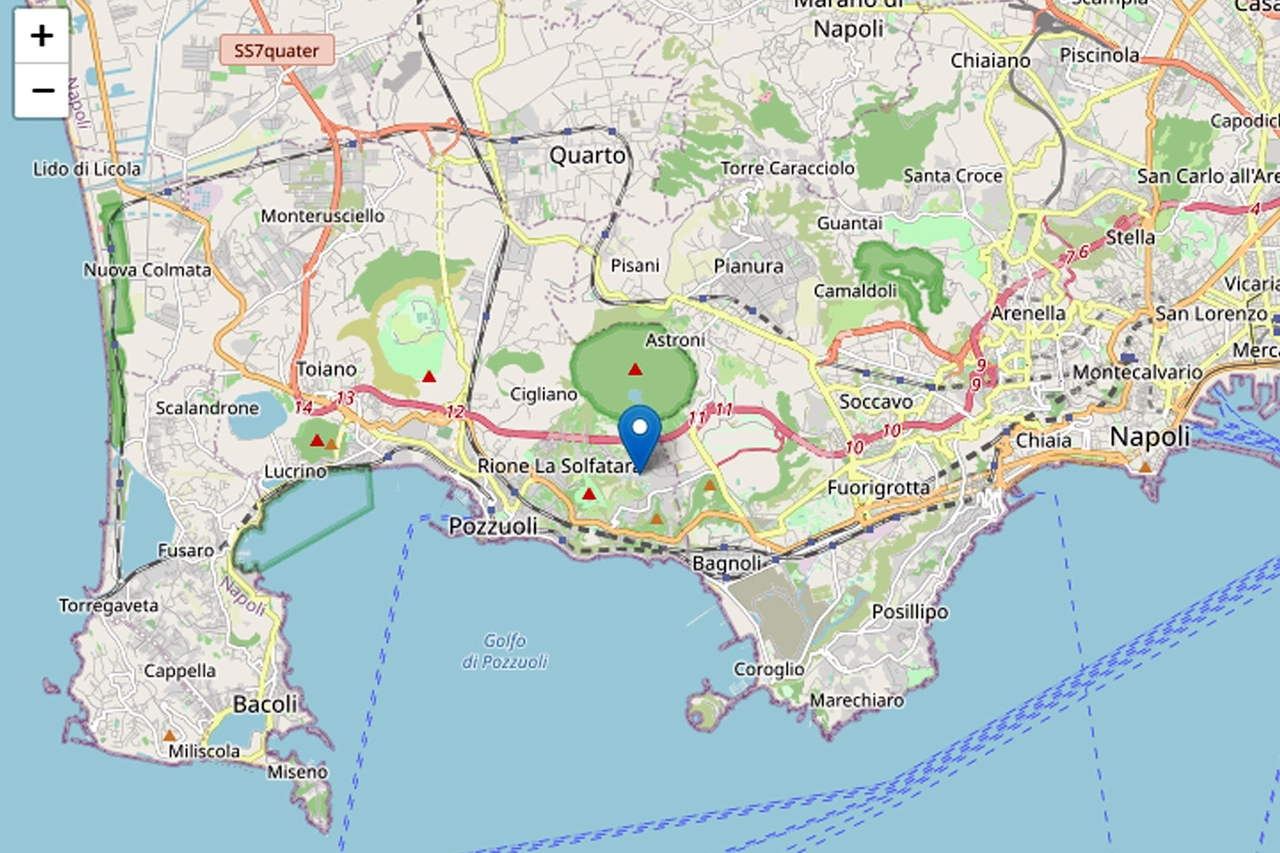 Scossa di terremoto magnitudo 4.0, epicentro Campi Flegrei (Ansa/Ingv)