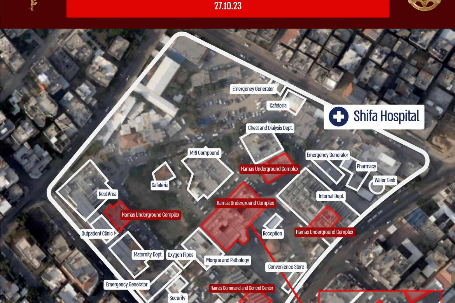 Ospedale di Shifa, comando centrale di Hamas secondo Israele (Ansa)