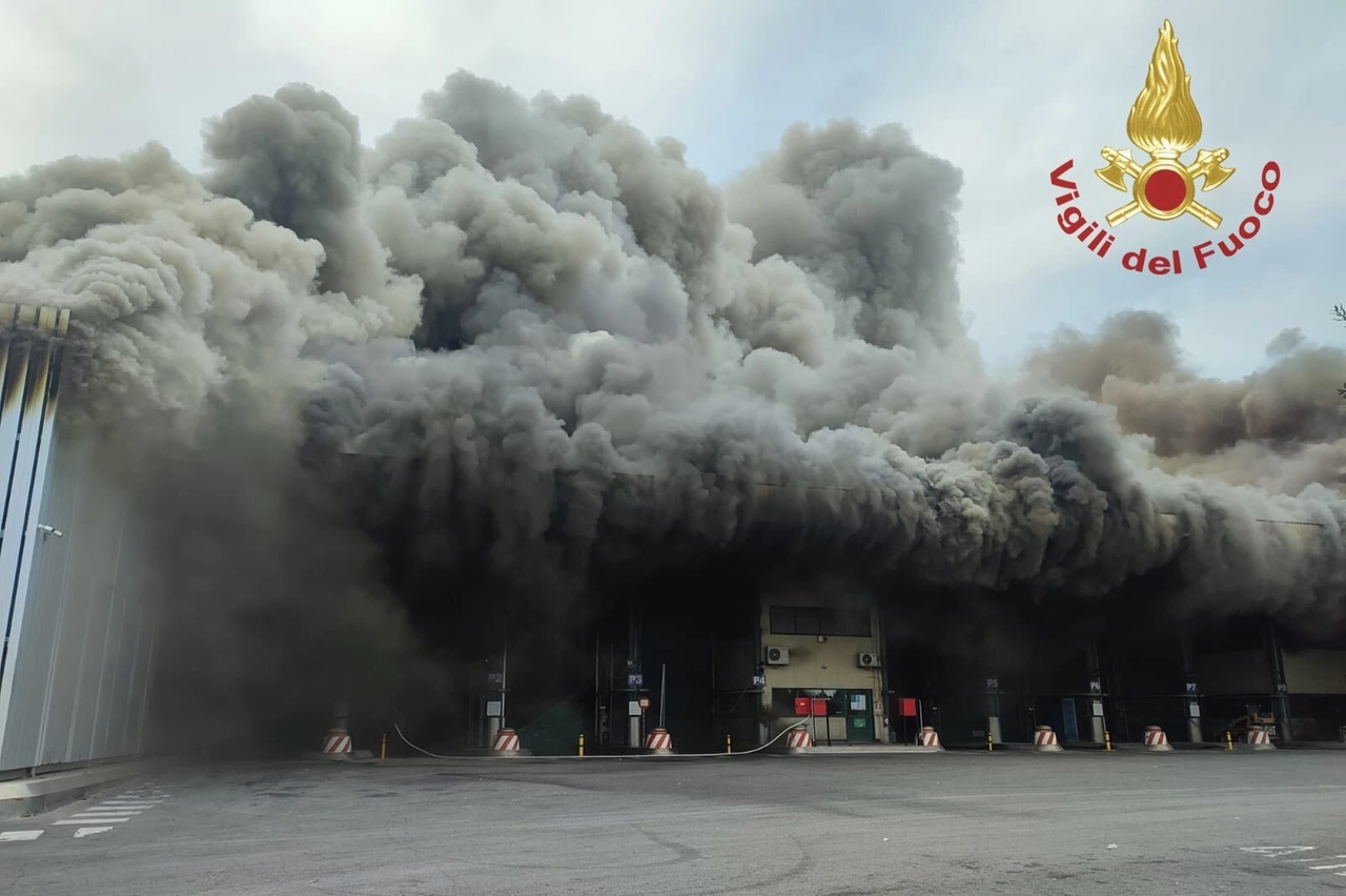 L'incendio al centro di trattamento rifiuti di Malagrotta (Roma)