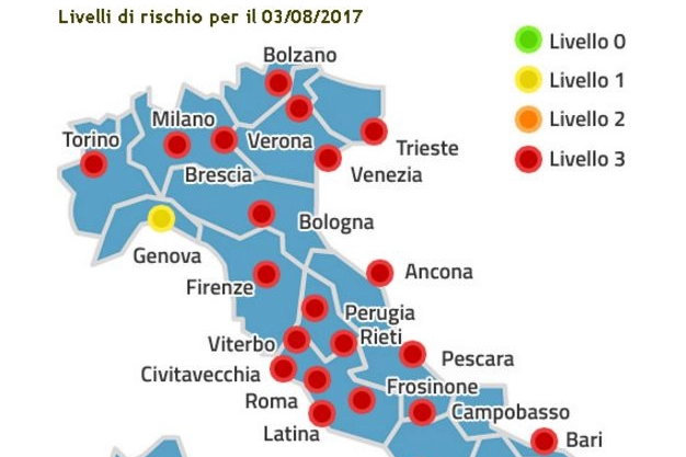 Caldo record, il bollettino del Ministero della Salute