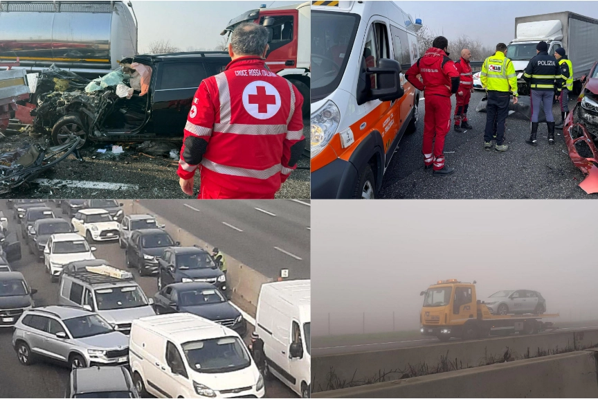 Almeno 5 tamponamenti in sequenza sulla A1 per la nebbia tra Parma e Piacenza