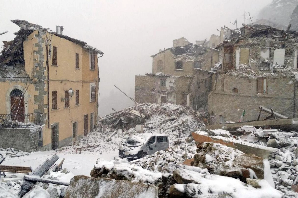 Meteo, la neve ad Arquata del Tronto (Ansa)