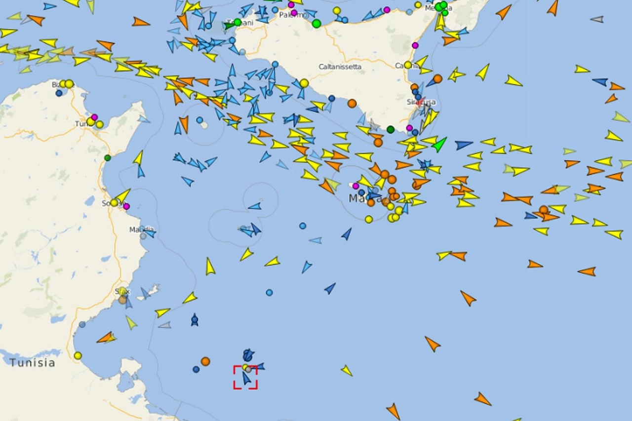 La localizzazione della nave Mare Jonio (Ansa)