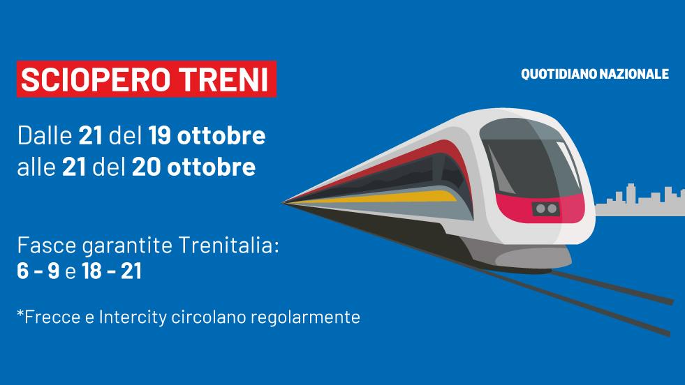 Sciopero treni 20 ottobre 2023, orari e fasce garantite (Trenitalia