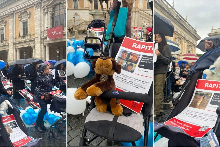 Il flashmob al Campidoglio della Comunità ebraica di Roma