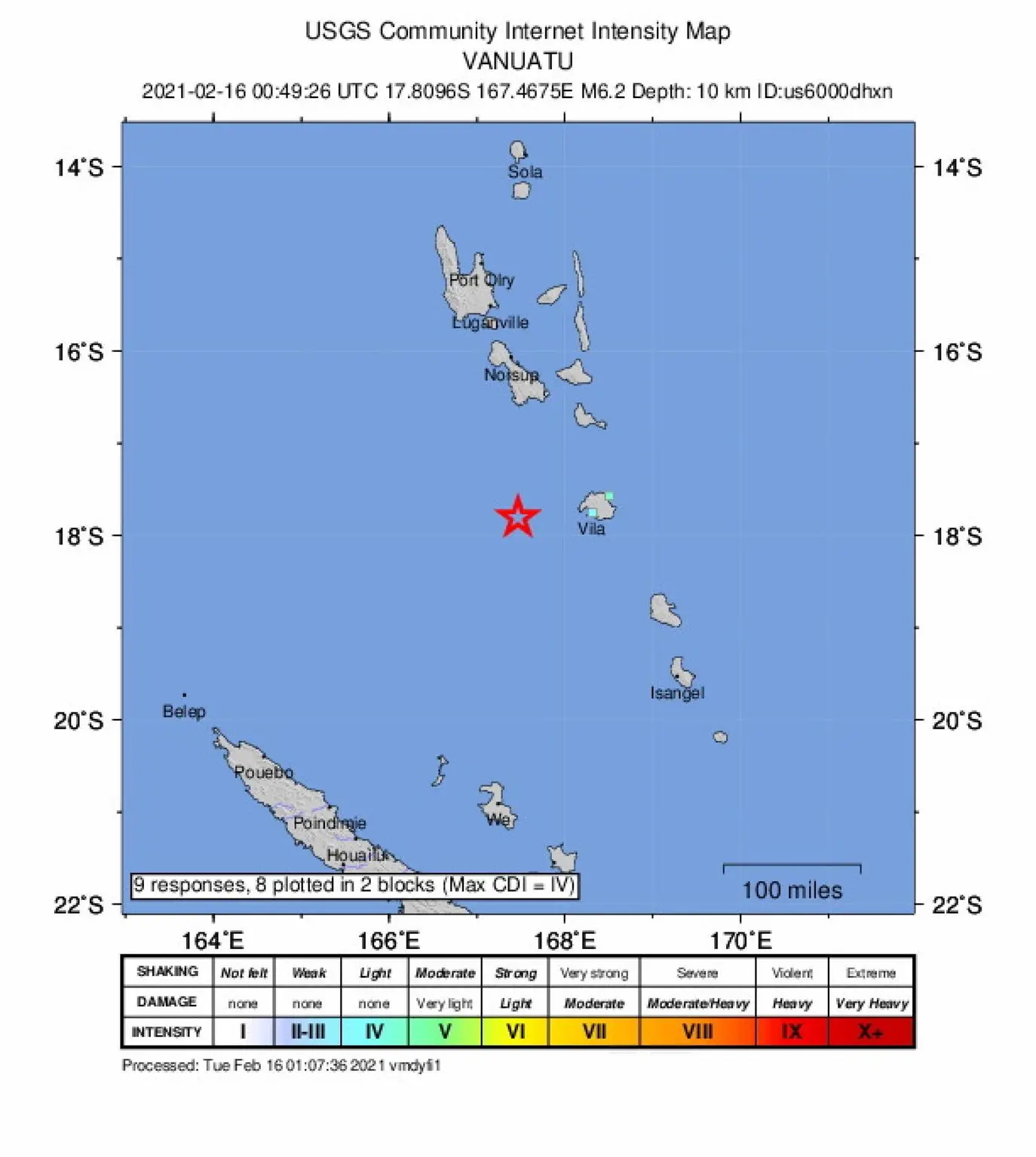 Terremoto Di Magnitudo 6.5 Al Largo Di Vanuatu, Nord Coste