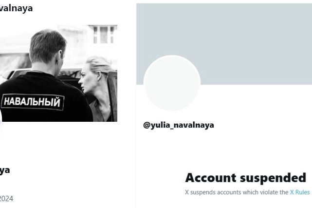 L'account X di Yulia Navalnaya sospeso oggi
