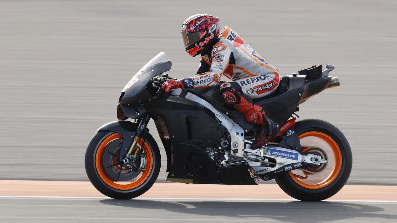 Marc Marquez durante i test di ieri