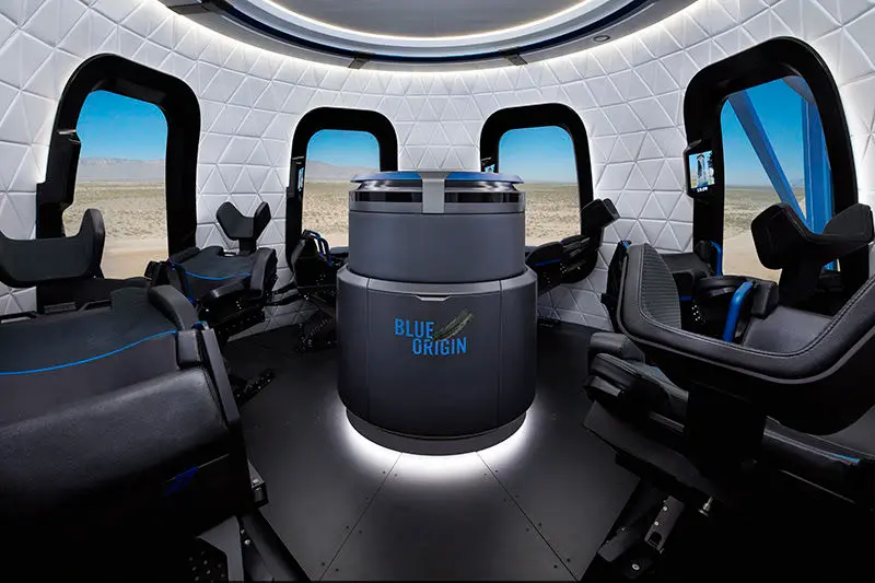 Turismo spaziale, svelato l'interno della capsula di Blue Origin