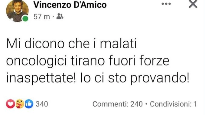 Vincenzo D’Amico choc: “Sì, ho il cancro”. La confessione dell’ex Lazio