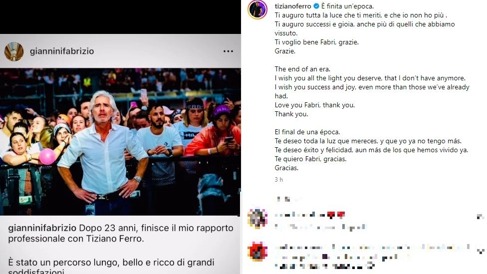 Il post di Tiziano Ferro per la separazione dal manager Fabrizio Giannini