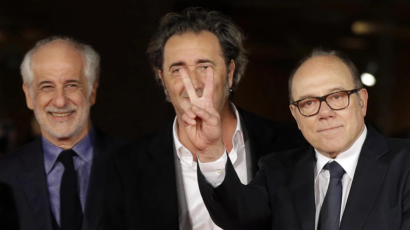 Tony Servillo, Paolo Sorrentino e Carlo Verdone  (Ansa)