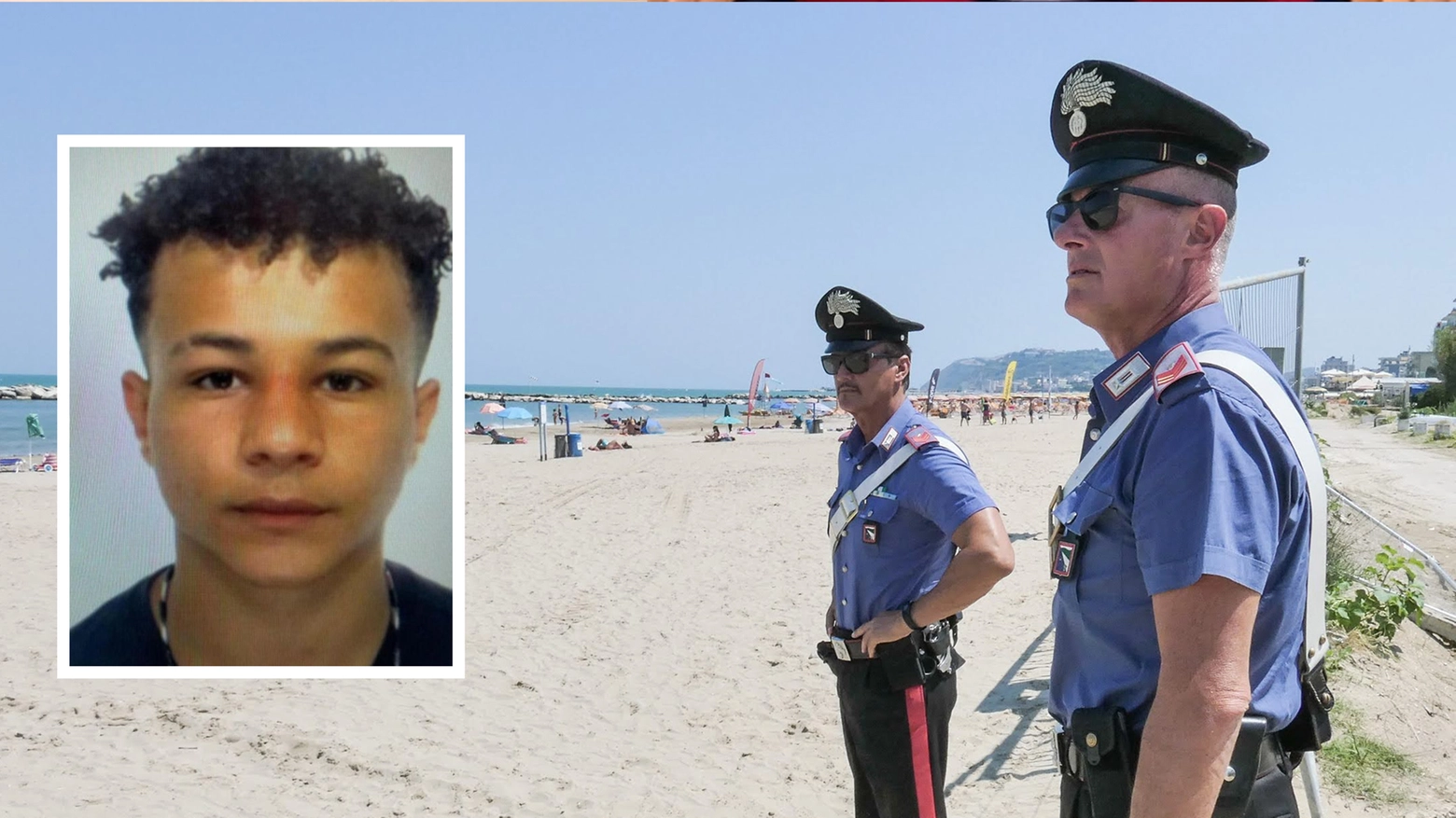 I carabinieri in spiaggia e il giovane Mahmoud Abdalla ucciso e decapitato