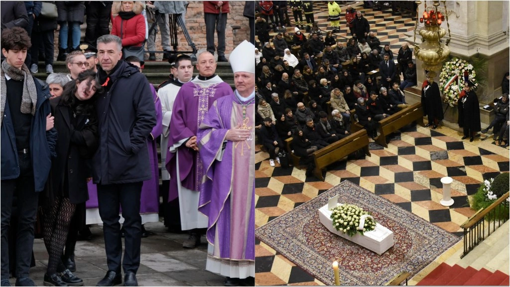 Elena Cecchettin tra le braccia di papà Gino ai funerali della sorella Giulia