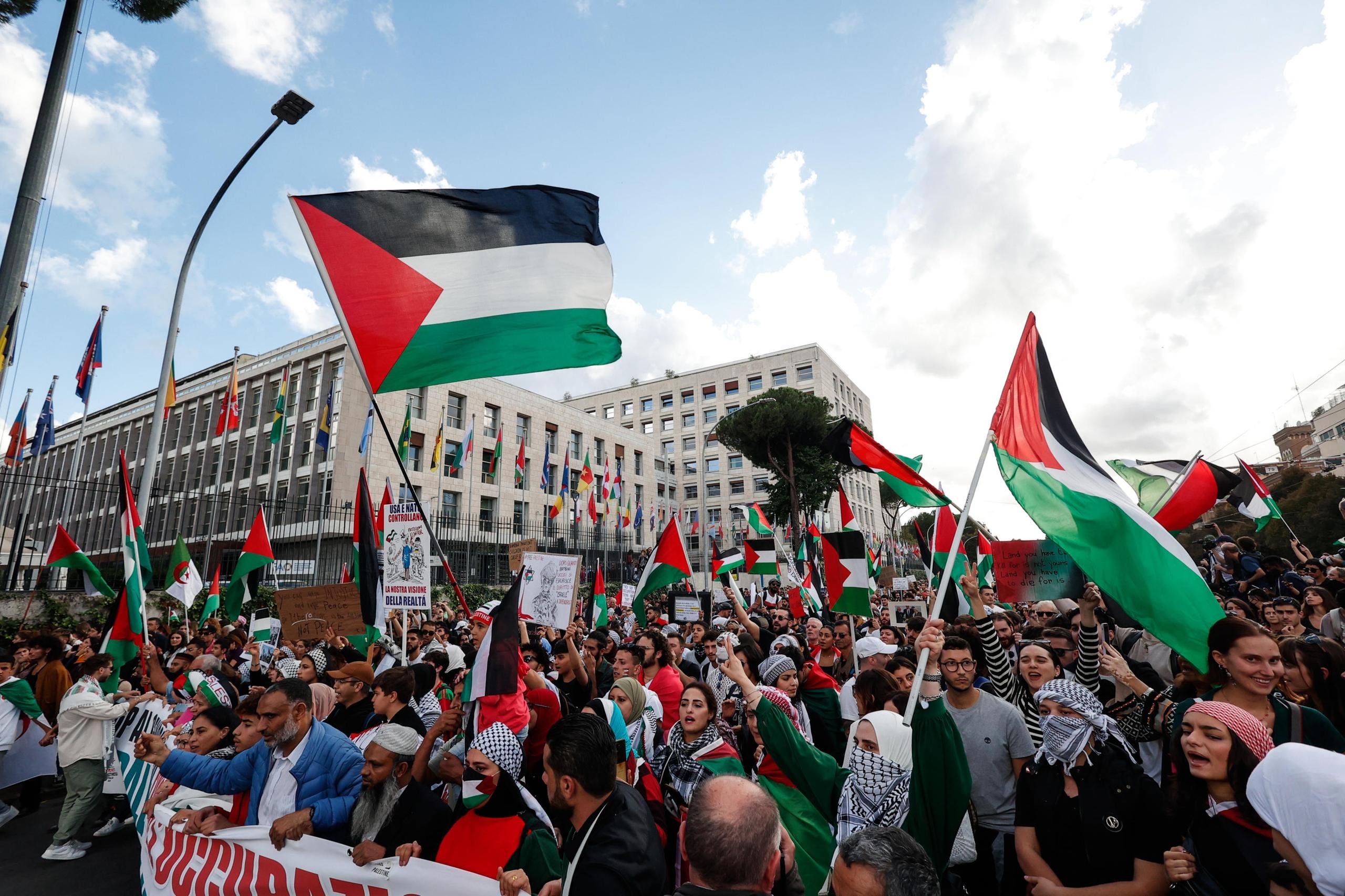 Tensione Alla Manifestazione Pro Palestina Di Roma: Strappata La ...