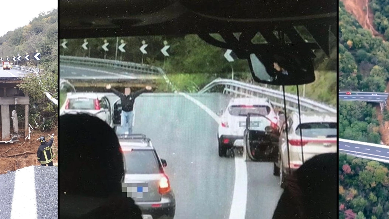 Viadotto, al centro una foto che gira sul web, forse scattata dall'interno di un pullman