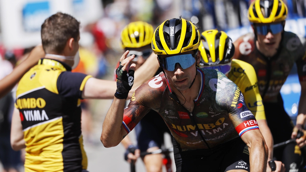 Primoz Roglic in azione al Tour (Ansa)