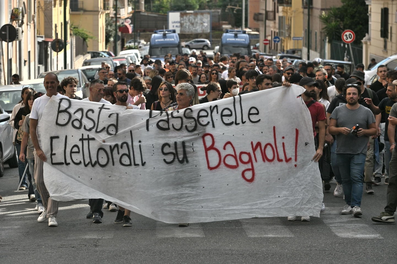 Striscione dei manifestanti