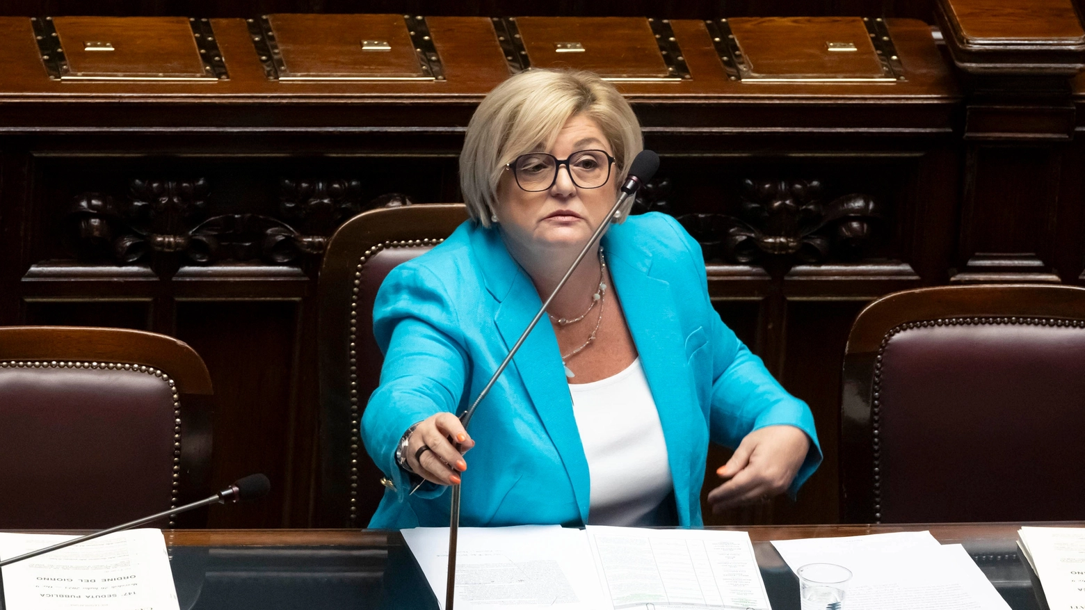Marina Calderone, ministro del lavoro, durante il Question time (Ansa)