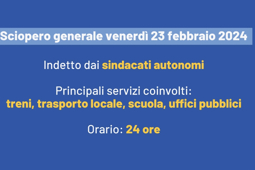 Sciopero generale venerdì 23 febbraio