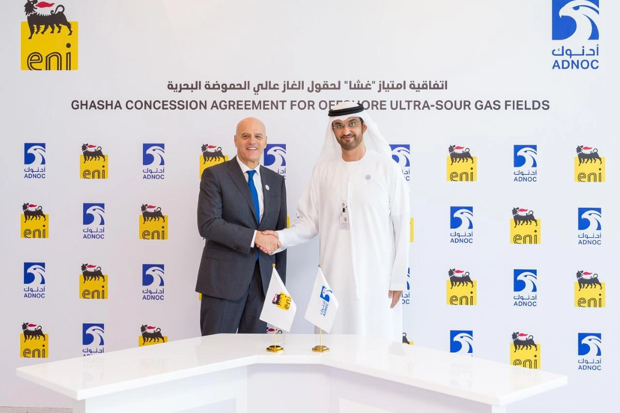 Claudio Descalzi e Sultan Ahmed Al Jaber, ceo Adnoc 