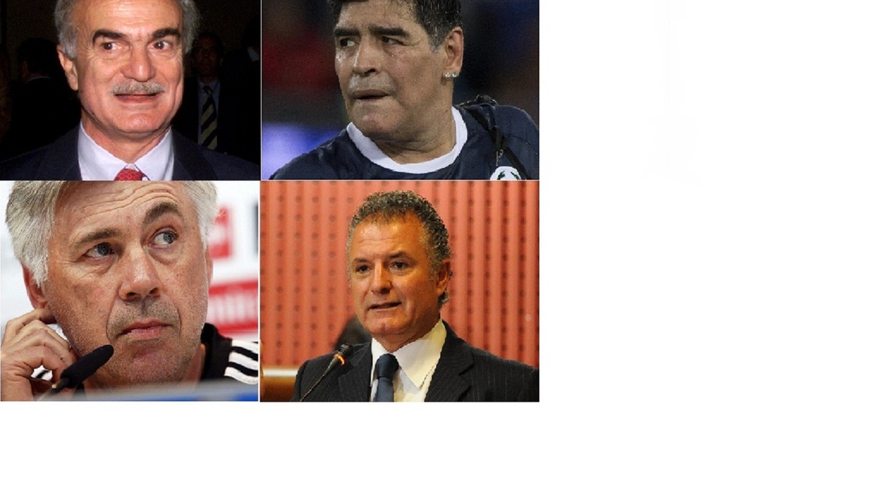 In senso orario: Mazzola, Maradona, Braschi e Ancelotti