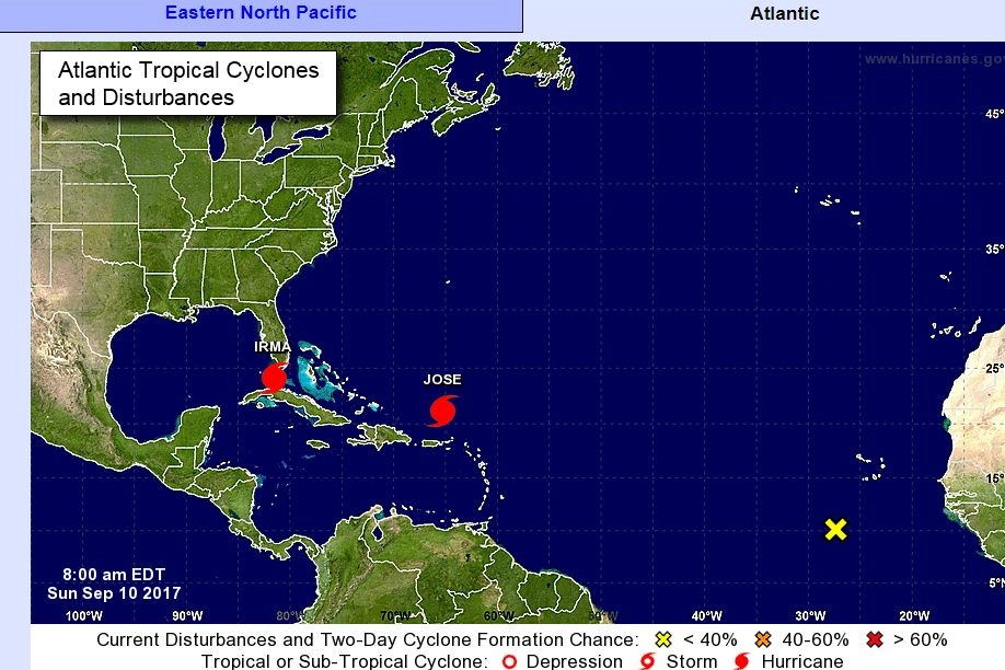 L'uragano Irma ha toccato la Florida (foto dal sito internet del Noaa)