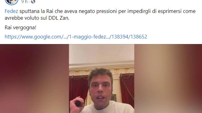 Fedez in un frame della registrazione della telefonata con la Rai (Dire)