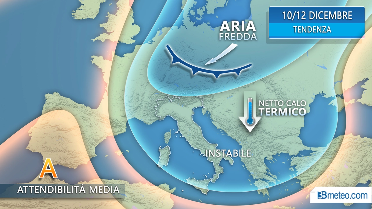 Meteo, discesa di aria fredda polare dopo il weekend dell'Immacolata (3bmeteo.com)