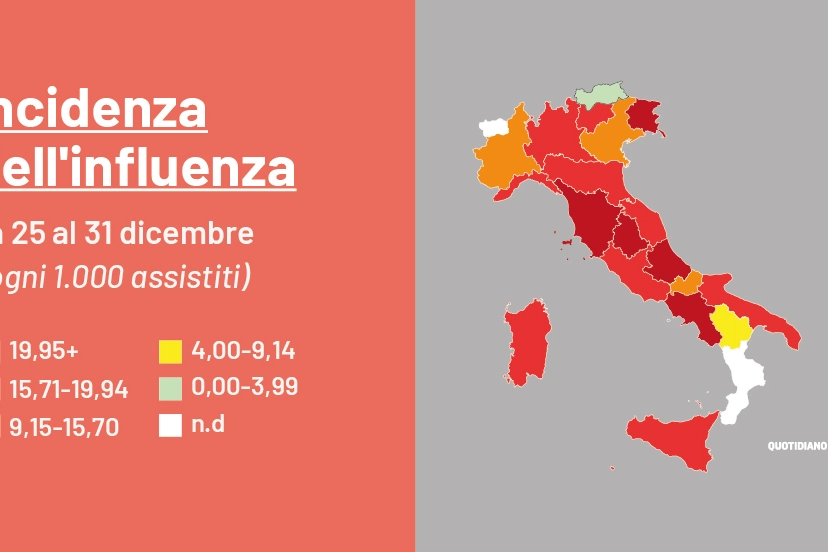 Influenza, l'incidenza nelle regioni