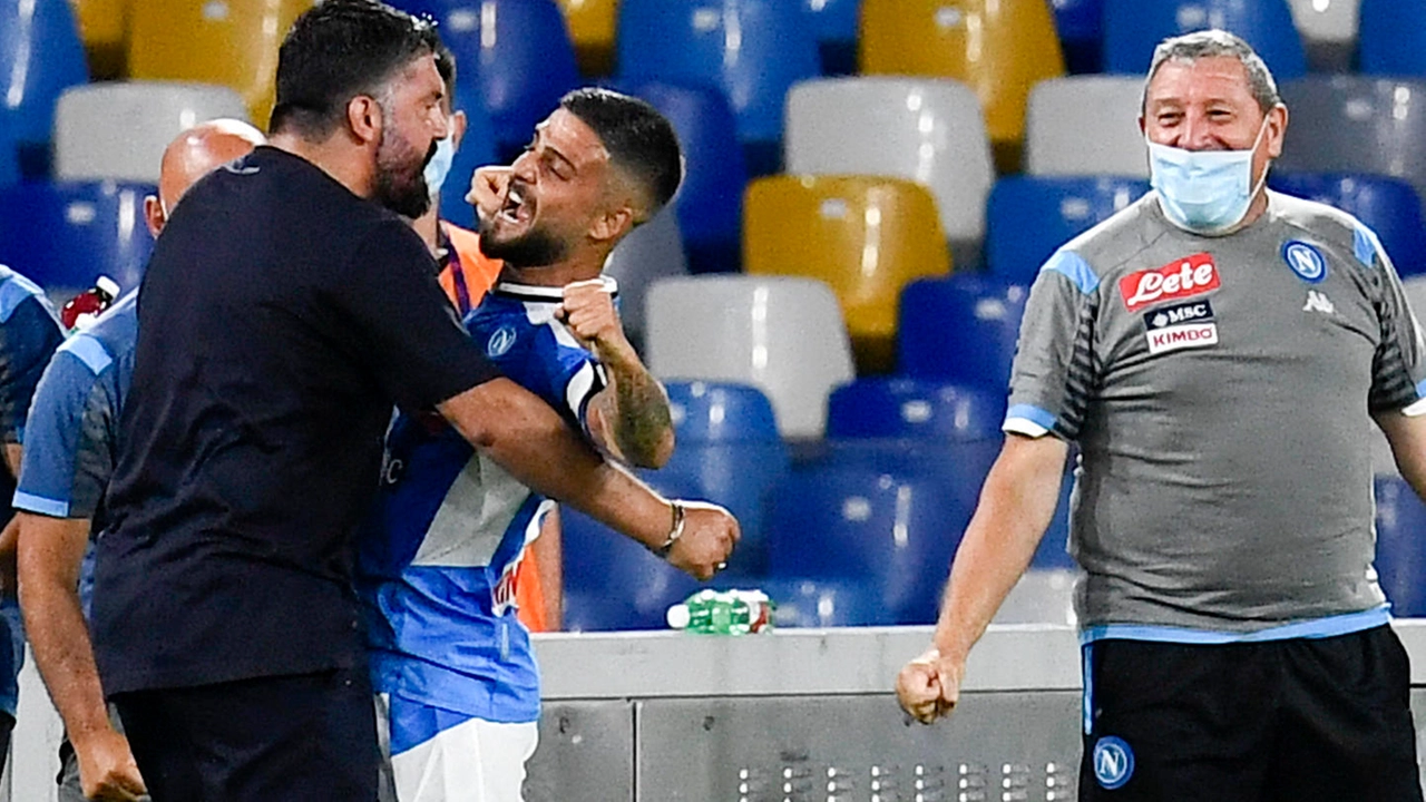 Gattuso festeggia Insigne (Ansa)