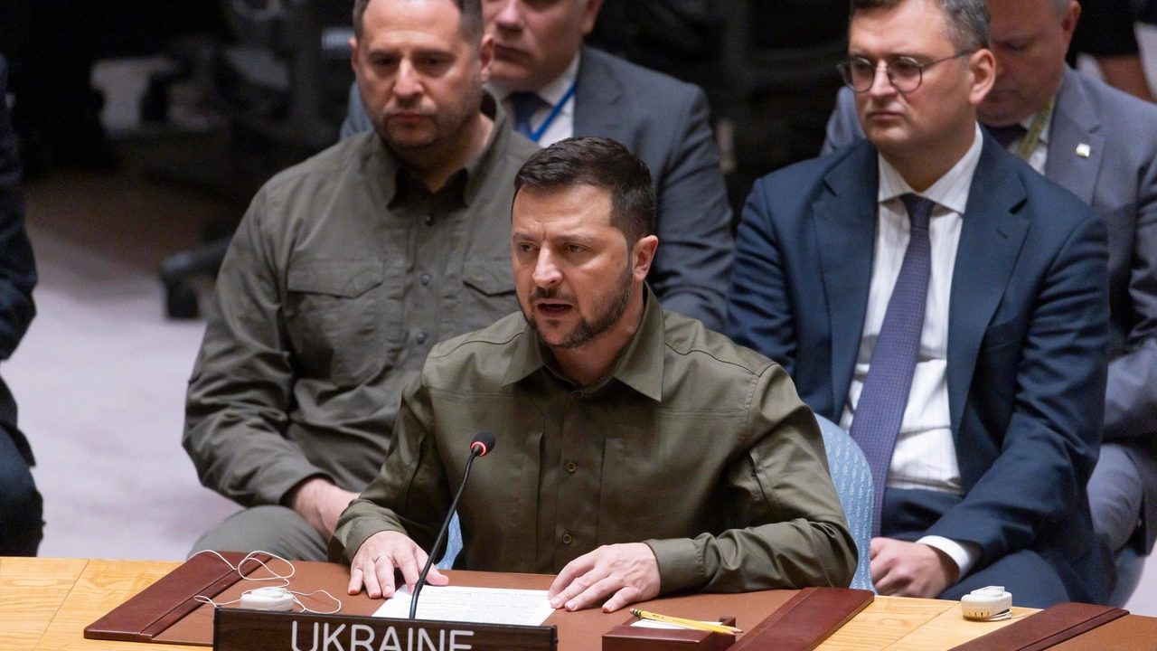 Zelensky al Consiglio di sicurezza dell'Onu (Ansa)