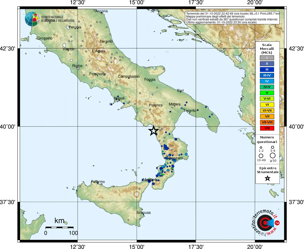 Terremoto di magnitudo 5.1 in Calabria. Ecco cosa sappiamo. La mappa Ingv