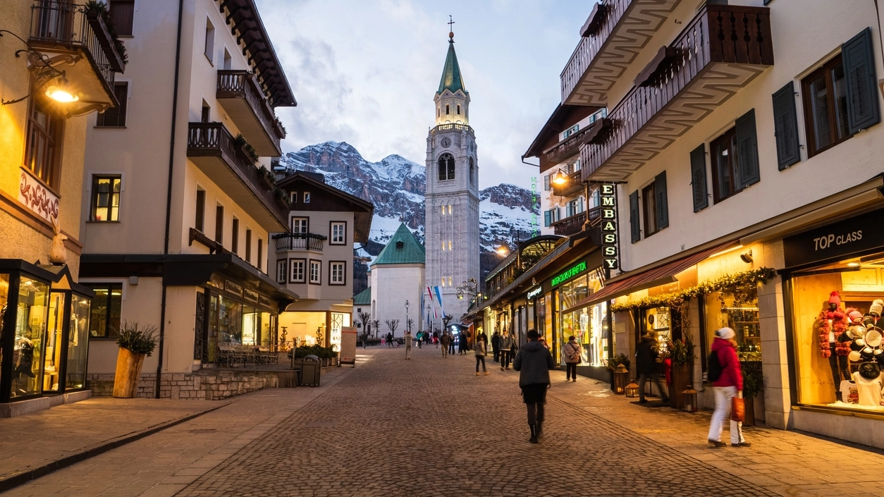 Corso Italia in Cortina d'Ampezzo on a Winter Evening