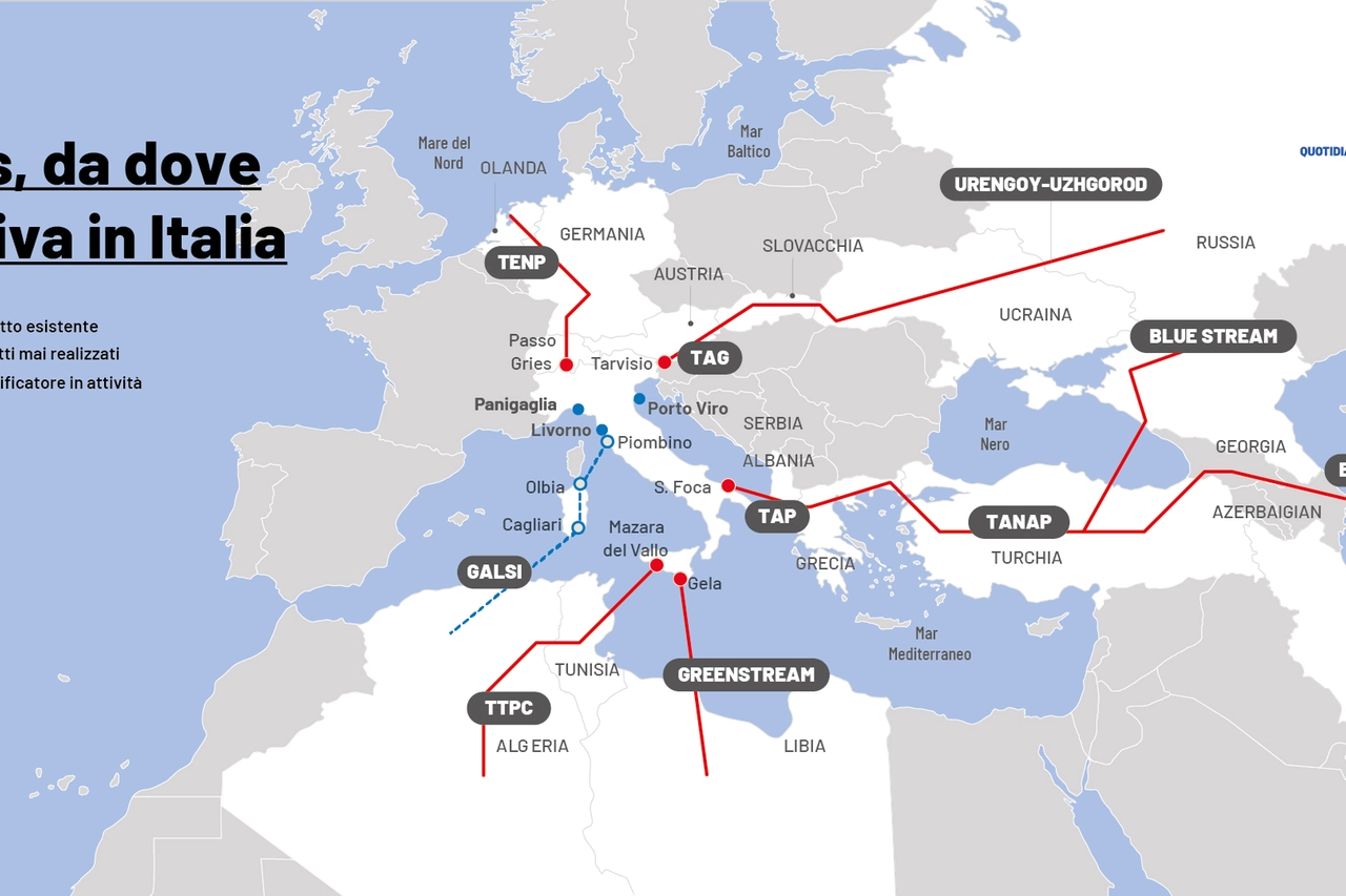 I gasdotti verso l'Italia