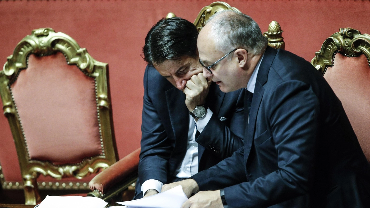 Giuseppe Conte e Roberto Gualtieri (Ansa)