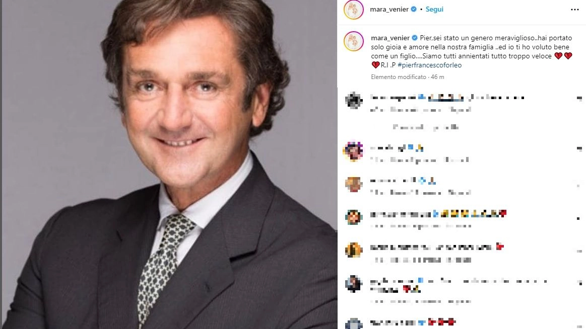 Il post di Mara Venier per la scomparsa di Pier Francesco Forleo