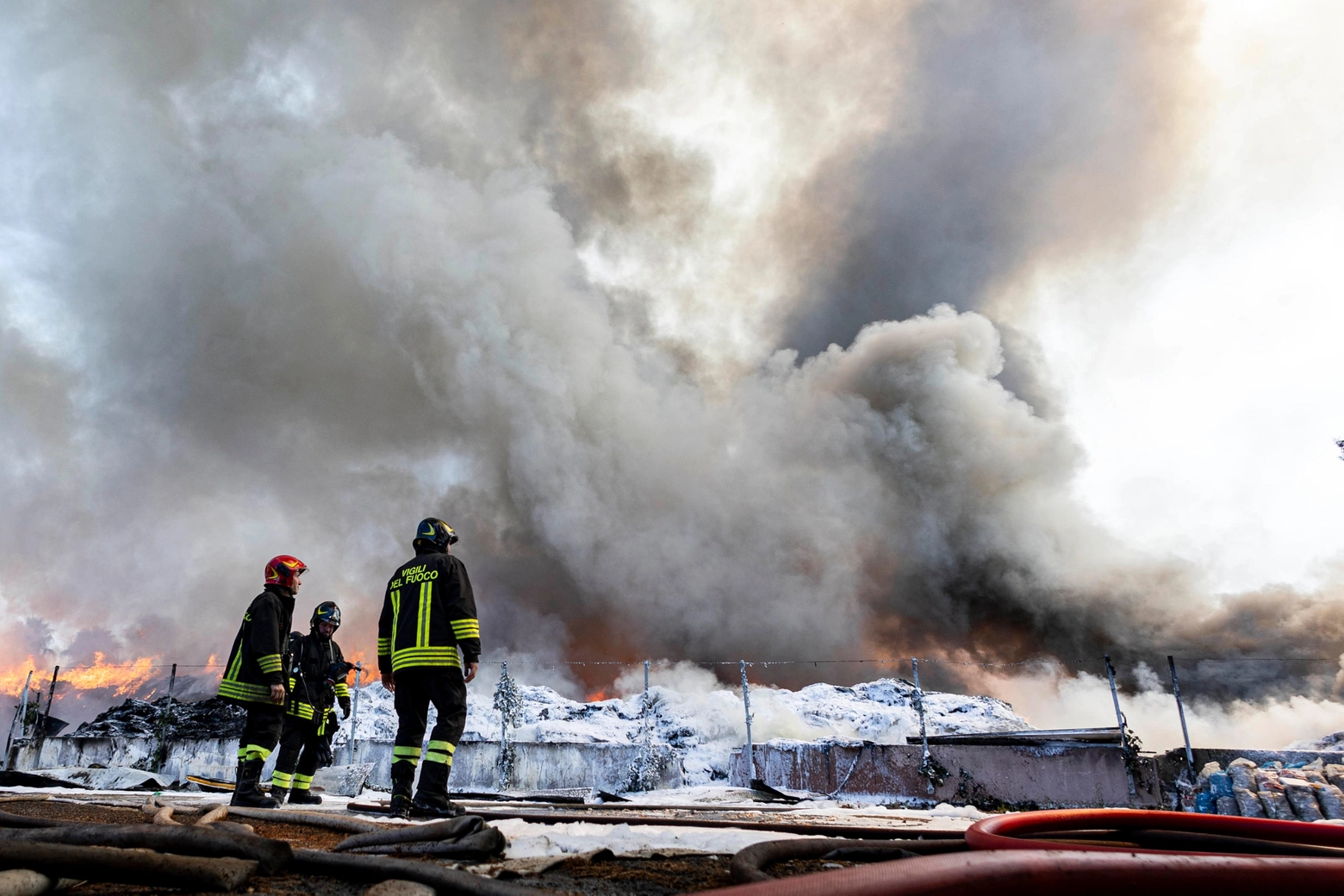 Waste on fire near Ciampino airport in Rome