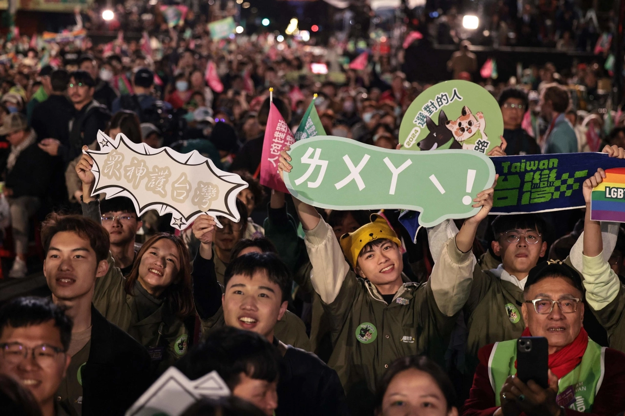 Taiwan, supporter di Lai Ching-te (Ansa)