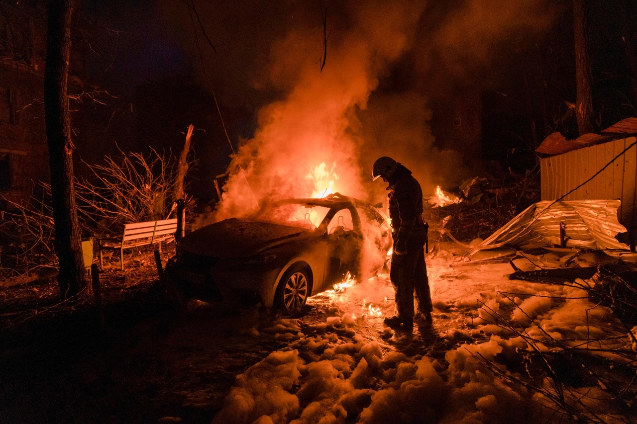 La città ucraina di Kharkiv colpita da missili russi