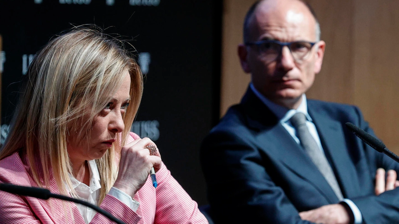 Giorgia Meloni ed Enrico Letta (Ansa)