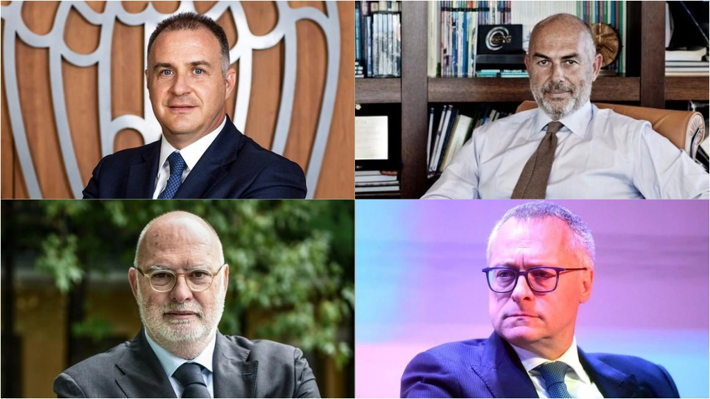 Dall'altro in senso orario: Emanuele Orsini, Edoardo Garrone, Antonio Gozzi e Carlo Bonomi