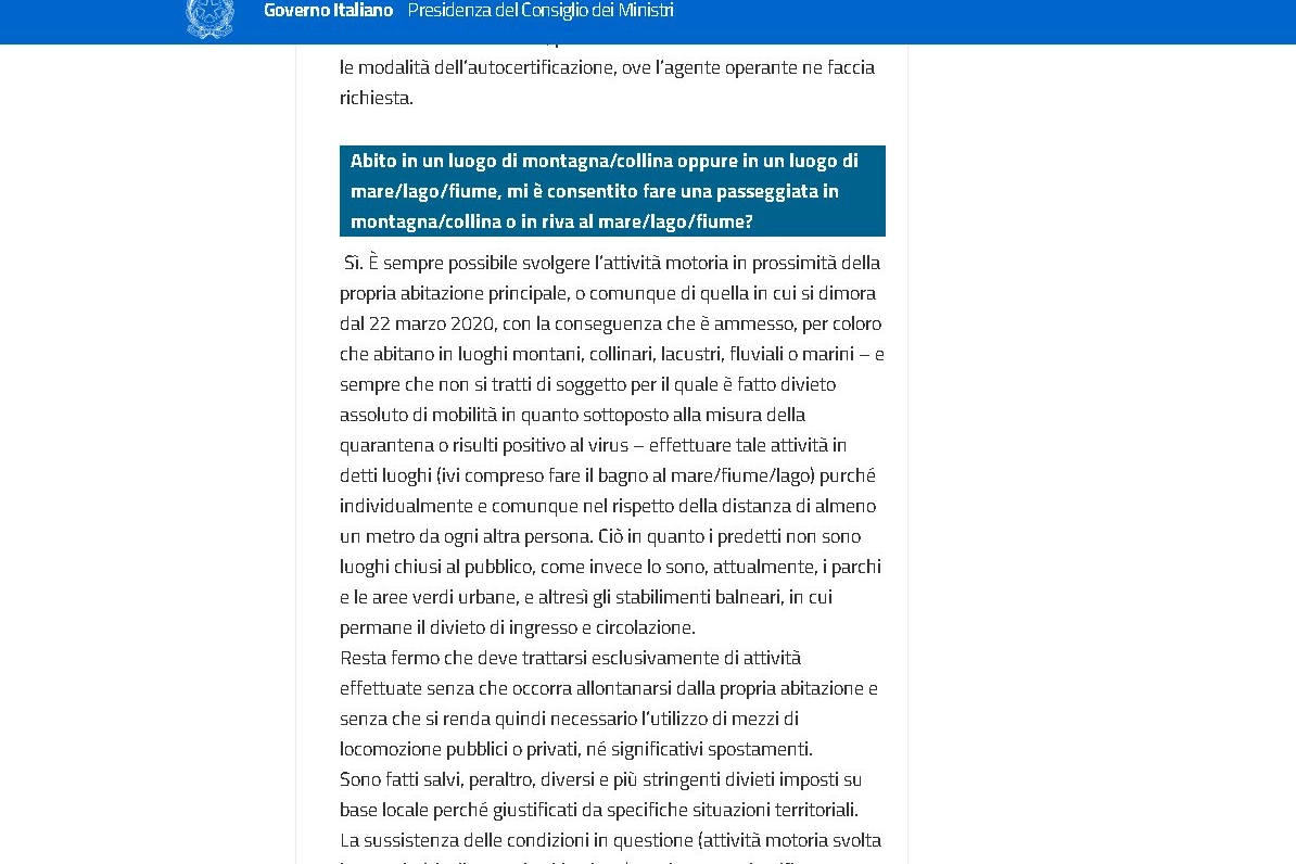 decreto "#iorestoacasa", domande frequenti. Se si abita al mare si può fare il bagno  